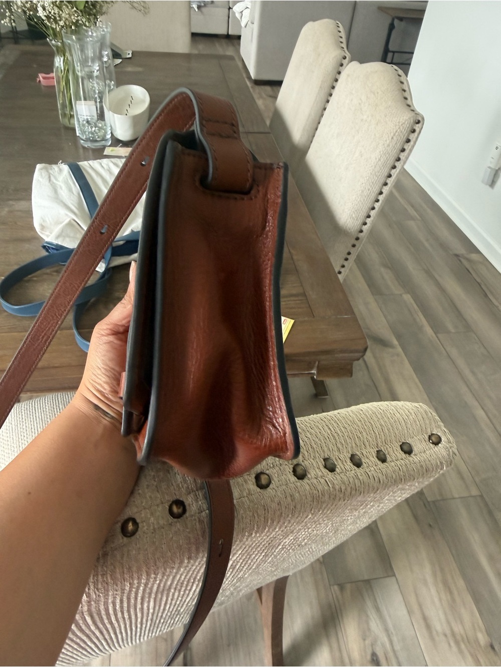 Fossil Saddle Brown Leather Buckle Crossbody - Picture 6 of 10